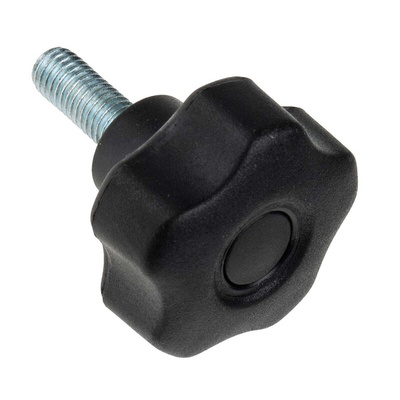 RS PRO Black Multiple Lobes Clamping Knob, M8, Threaded Stud