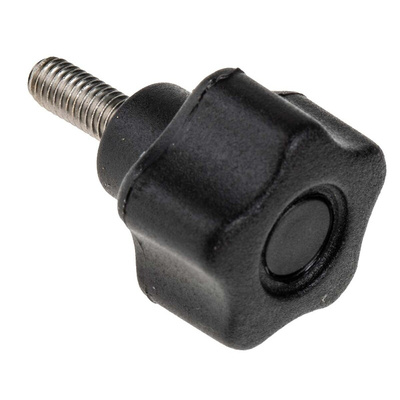 RS PRO Black Multiple Lobes Clamping Knob, M6, Threaded Stud