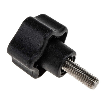 RS PRO Black Multiple Lobes Clamping Knob, M6, Threaded Stud
