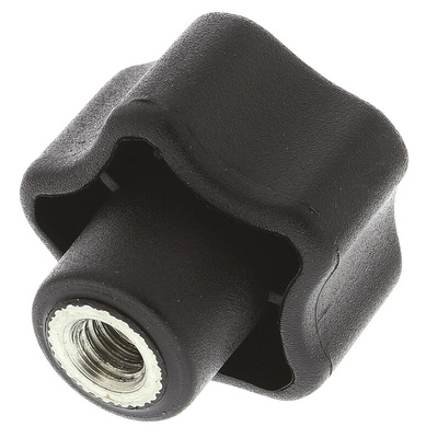 RS PRO Black Multiple Lobes Clamping Knob, M6, Threaded Hole