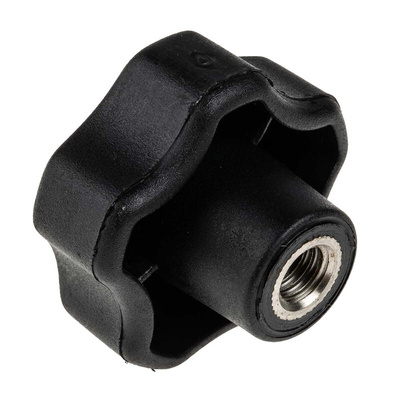 RS PRO Black Multiple Lobes Clamping Knob, M8, Threaded Hole
