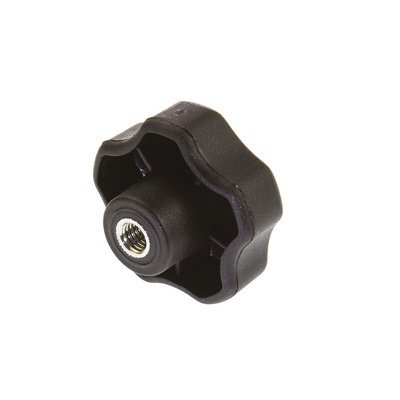 RS PRO Black Multiple Lobes Clamping Knob, M8, Threaded Hole