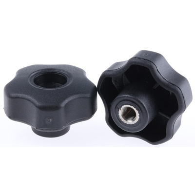 RS PRO Black Multiple Lobes Clamping Knob, M8, Threaded Hole