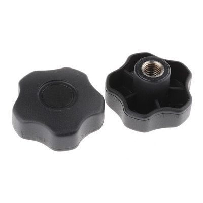 RS PRO Black Multiple Lobes Clamping Knob, M12, Threaded Hole