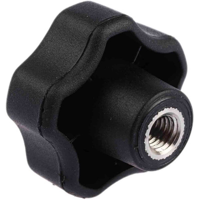 RS PRO Black Multiple Lobes Clamping Knob, M8, Threaded Through Hole