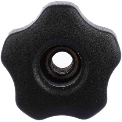 RS PRO Black Multiple Lobes Clamping Knob, M8, Threaded Through Hole