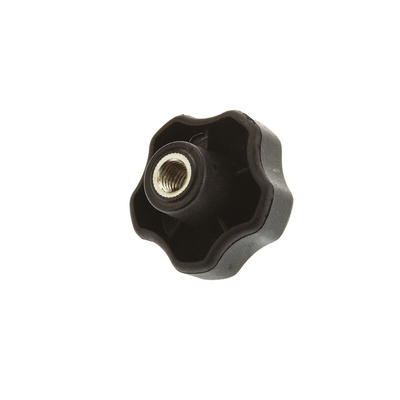 RS PRO Black Multiple Lobes Clamping Knob, M10, Threaded Through Hole