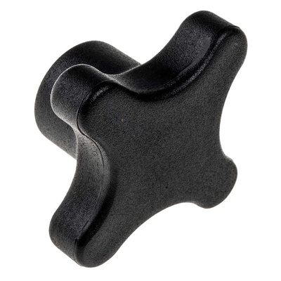 RS PRO Black 4-Arm Clamping Knob, M10, Threaded Hole