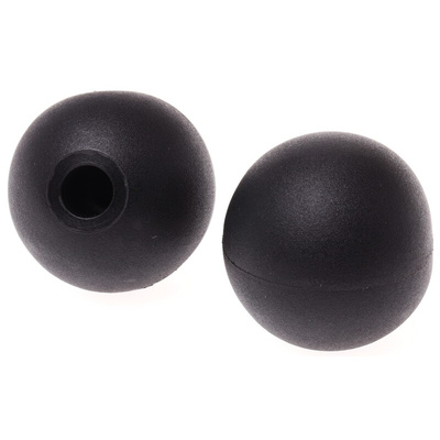 RS PRO Black Duroplast Ball Clamping Knob, M12, Unthreaded Hole