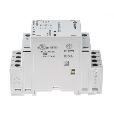 Finder 22 Series 4 Pole Contactor - 25 A, 24 V ac Coil, 2NO/2NC, 4 kW