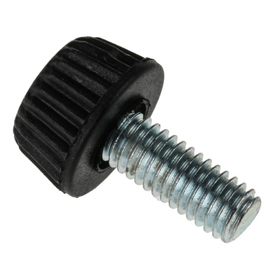 RS PRO Black Knurled Clamping Knob, M6, Threaded Hole