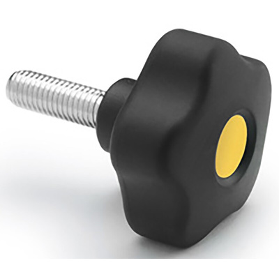 Elesa 169903-C9 Black Hex Clamping Knob, M6, Threaded Stud