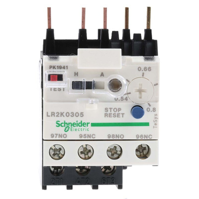 Schneider Electric LR2K Thermal Overload Relay 1NO + 1NC, 0.54 → 0.8 A F.L.C, 10 A Contact Rating, 100 W, 250 V
