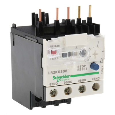 Schneider Electric LR2K Thermal Overload Relay 1NO + 1NC, 0.8 → 1.2 A F.L.C, 1.2 A Contact Rating, 100 W, 250 V