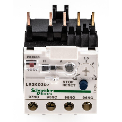 Schneider Electric LR2K Thermal Overload Relay 1NO + 1NC, 1.2 → 1.8 A F.L.C, 1.8 A Contact Rating, 100 W, 250 V