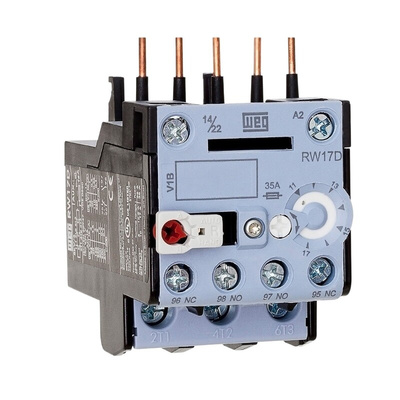 WEG RW17 Thermal Overload Relay 1NO + 1NC, 6.3 A F.L.C, 4 → 6.3 A Contact Rating, 0.9 → 1.4 W, 3P