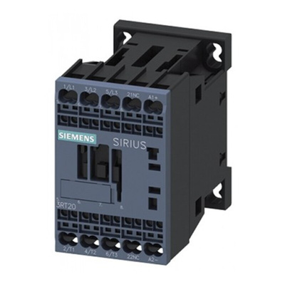 Siemens 3RT2 Control Relay 3NO, 9 A F.L.C, 22 A Contact Rating, 24 Vdc, 3P, SIRIUS