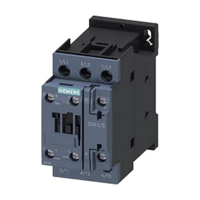 Siemens 3RT2 Control Relay 3NO, 9 A F.L.C, 40 A Contact Rating, 240 Vac, 3P, SIRIUS