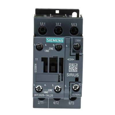 Siemens 3RT2 Control Relay 3NO, 17 A F.L.C, 40 A Contact Rating, 7.5 kW, 230 Vac, 3P, SIRIUS