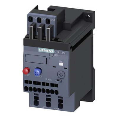 Siemens 3RU2 Overload Relay 1NO + 1NC, 2.5 A F.L.C, 3 A Contact Rating, 3P, SIRIUS Innovation