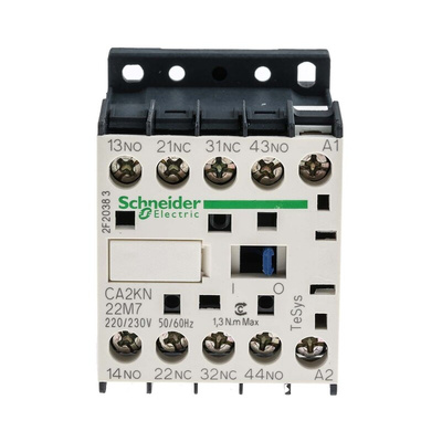 Schneider Electric CA2KN Control Relay 2NO + 2NC, 10 A F.L.C, 10 A Contact Rating, 4.5 VA, 220 → 230 Vac, TeSys