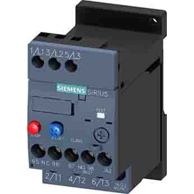 Siemens Overload Relay, 0.5 A F.L.C, 500 mA Contact Rating, 0.12 kW, 0.18 kW, 0.25 kW, 400 V, 500 V, 690 V, SIRIUS
