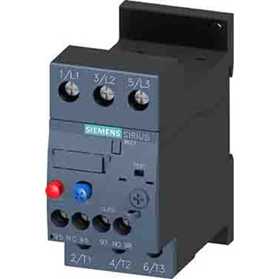 Siemens Overload Relay, 20 A F.L.C, 20 A Contact Rating, 7.5 kW, 11 kW, 15 kW, 690 Vac, SIRIUS