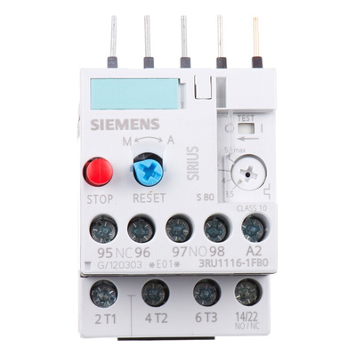 Siemens 3RU Overload Relay NO/NC, 3.5 → 5 A F.L.C, 5 A Contact Rating, 1.5 kW, 3P, Sirius Classic