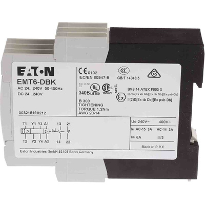 Eaton Overload Relay 1NO + 1NC, 3 A Contact Rating, 2 W, 24 → 240 V ac/dc, EMT