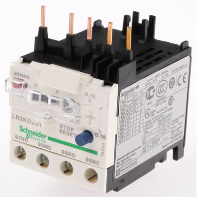 Schneider Electric LR2K Thermal Overload Relay 1NO + 1NC, 0.11 → 0.16 A F.L.C, 160 mA Contact Rating, 100 W, 250