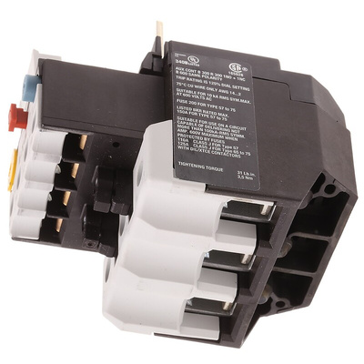 Eaton Overload Relay 1NO + 1NC, 40 → 57 A F.L.C, 57 A Contact Rating, 7.5 W, 500 Vac