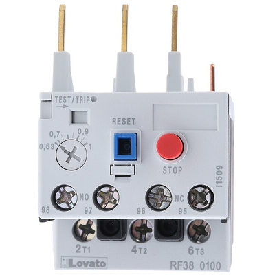 Lovato RF38 Thermal Overload Relay, 0.63 → 1 A F.L.C, 1 A Contact Rating, 3P
