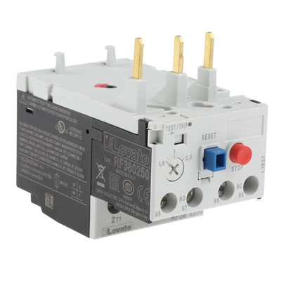 Lovato RF38 Thermal Overload Relay, 1.6 → 2.5 A F.L.C, 2.5 A Contact Rating, 3P