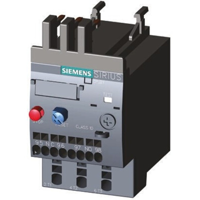 Siemens 3RU Overload Relay 1NO + 1NC, 0.45 → 0.63 A F.L.C, 630 mA Contact Rating, 0.18 kW, 3P, SIRIUS Innovation