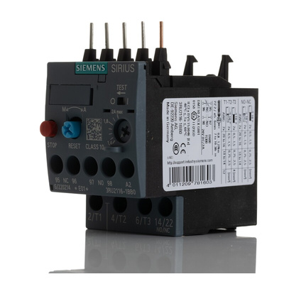 Siemens 3RU Overload Relay 1NO + 1NC, 1.4 → 2 A F.L.C, 2 A Contact Rating, 0.75 kW, 3P, SIRIUS Innovation
