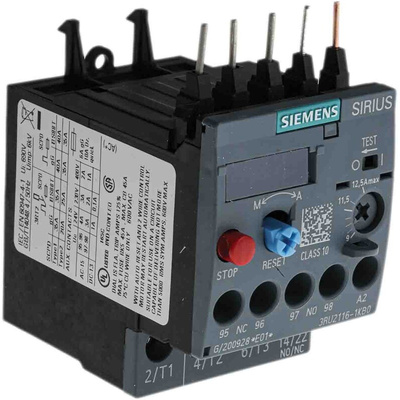 Siemens 3RU Overload Relay 1NO + 1NC, 9 → 12.5 A F.L.C, 12.5 A Contact Rating, 5.5 kW, 3P, SIRIUS Innovation