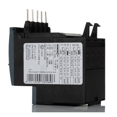 Siemens 3RU Overload Relay 1NO + 1NC, 11 → 16 A F.L.C, 16 A Contact Rating, 7.5 kW, 3P, SIRIUS Innovation