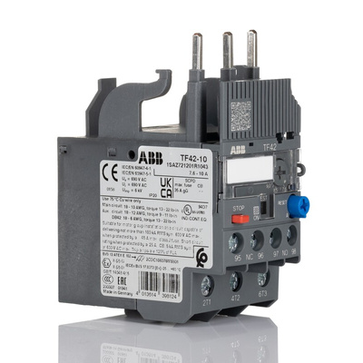 ABB TF42 Thermal Overload Relay 1NO + 1NC, 7.6 → 10 A F.L.C, 10 A Contact Rating, 2 W, 3P, AF Range