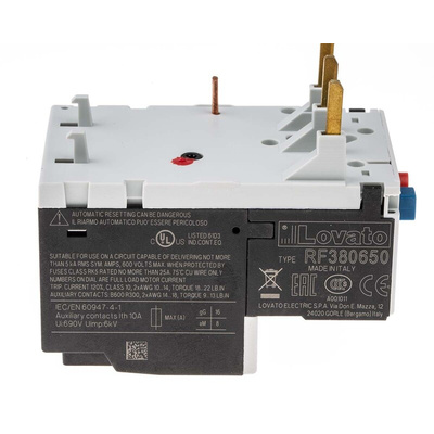 Lovato RF38 Thermal Overload Relay, 38 A Contact Rating, 4 → 6.5 A, 690 Vac, 3P