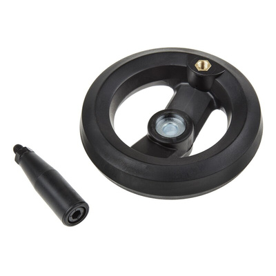 RS PRO Black Glass-Fibre Reinforced Technopolymer Hand Wheel, 126mm diameter