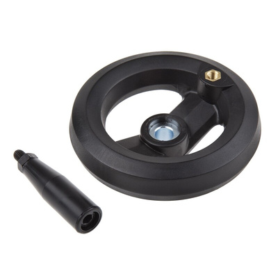 RS PRO Black Glass-Fibre Reinforced Technopolymer Hand Wheel, 126mm diameter