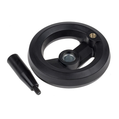 RS PRO Black Glass-Fibre Reinforced Technopolymer Hand Wheel, 126mm diameter