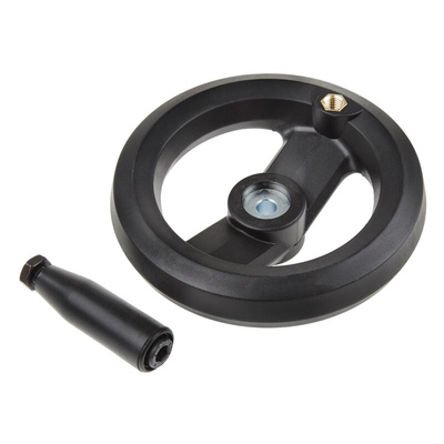 RS PRO Black Glass-Fibre Reinforced Technopolymer Hand Wheel, 160mm diameter