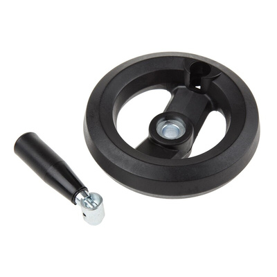 RS PRO Black Glass-Fibre Reinforced Technopolymer Hand Wheel, 126mm diameter