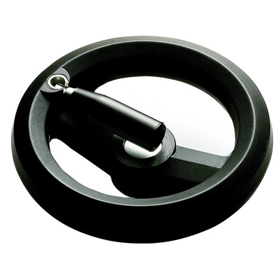 RS PRO Black Glass-Fibre Reinforced Technopolymer Hand Wheel, 126mm diameter
