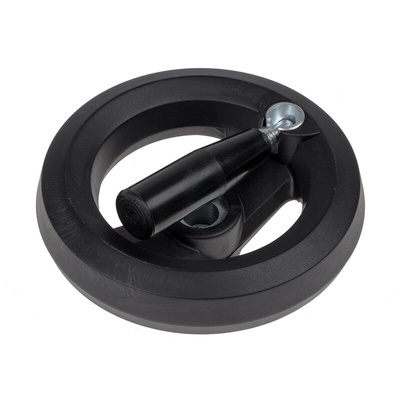 RS PRO Black Glass-Fibre Reinforced Technopolymer Hand Wheel, 126mm diameter