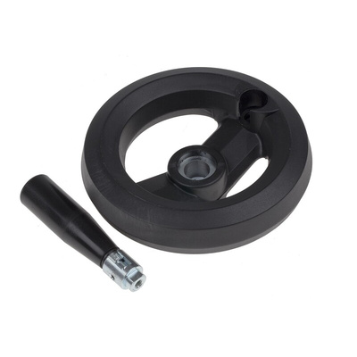 RS PRO Black Glass-Fibre Reinforced Technopolymer Hand Wheel, 126mm diameter