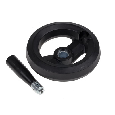 RS PRO Black Glass-Fibre Reinforced Technopolymer Hand Wheel, 126mm diameter