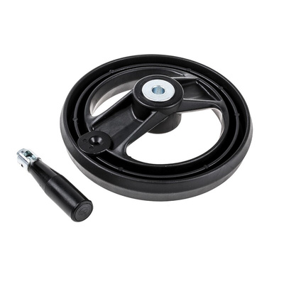 RS PRO Black Glass-Fibre Reinforced Technopolymer Hand Wheel, 160mm diameter