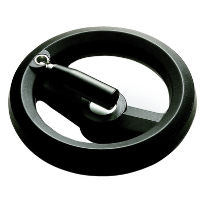 RS PRO Black Glass-Fibre Reinforced Technopolymer Hand Wheel, 160mm diameter